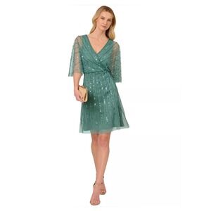 NWT Papell Studio Sequin Cocktail Dress – Size 12 | Green Slate | Retail $149